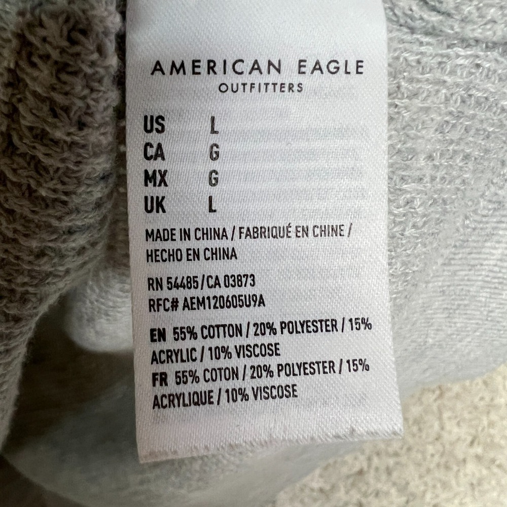 American Eagle Lace Up Waffle Knit Sweater Womens Large Gray Jegging Fit Comfy - Picture 7 of 10